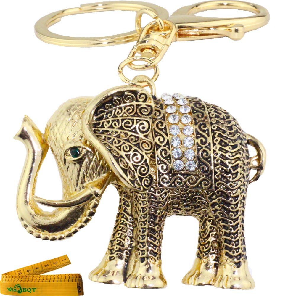 Bling Bling Crystal Rhinestone Graven 3D Cubic Metal Keychain Car Phone Purse Bag Decoration Holiday Gift Elephant