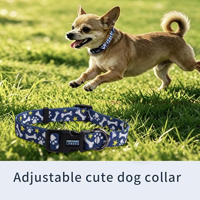 Foto 3 de 6 de Cosyhome London - Collar ajustable de nailon para perro con patrones, collar suave y cómodo para perros…