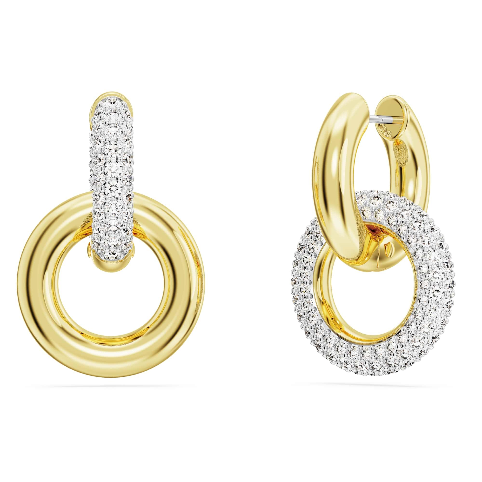 Swarovski Dextera Kollektion Kreolen, Asymmetrisches Design, Verschlungene Schlaufe, Weiß