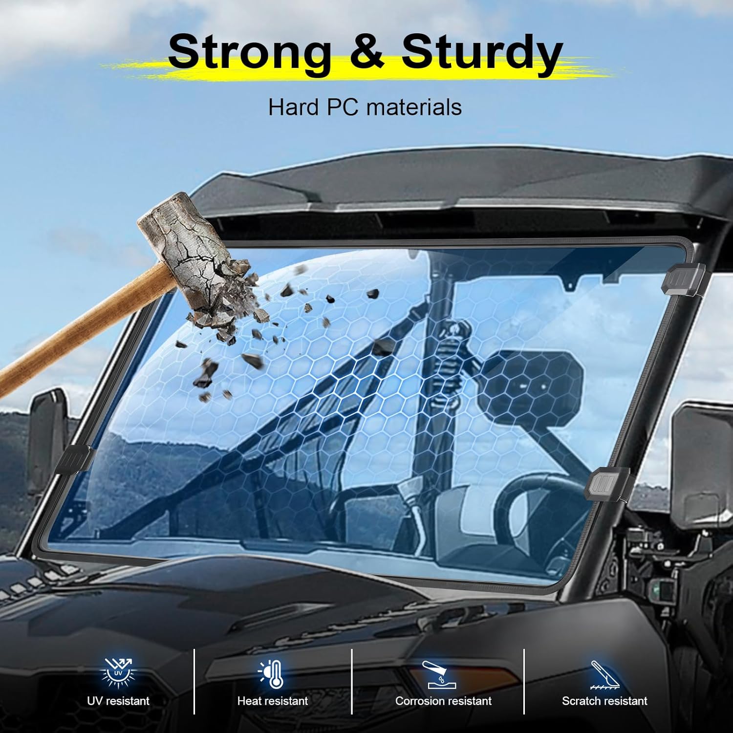 Scratch Resistant Front Full Windshield Compatible with CFMOTO UFORCE 600 2021-2025/800XL 2025, Clear Front Window Hard PC Windshield Protects Against Wind, Dust, Dirt, Snow, Rain
