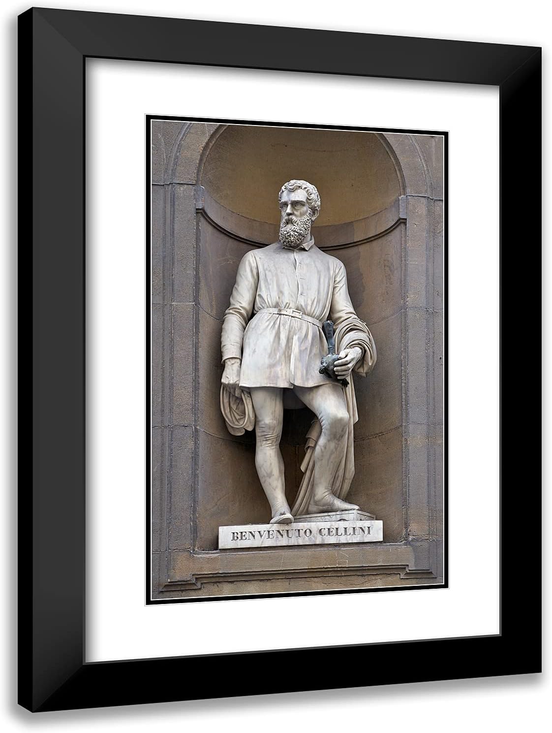 ArtDirect Cellini, Benvenuto 18x24 Gold Ornate Framed Art Print with Double Matting Titled: Statue of Benvenuto Cellini