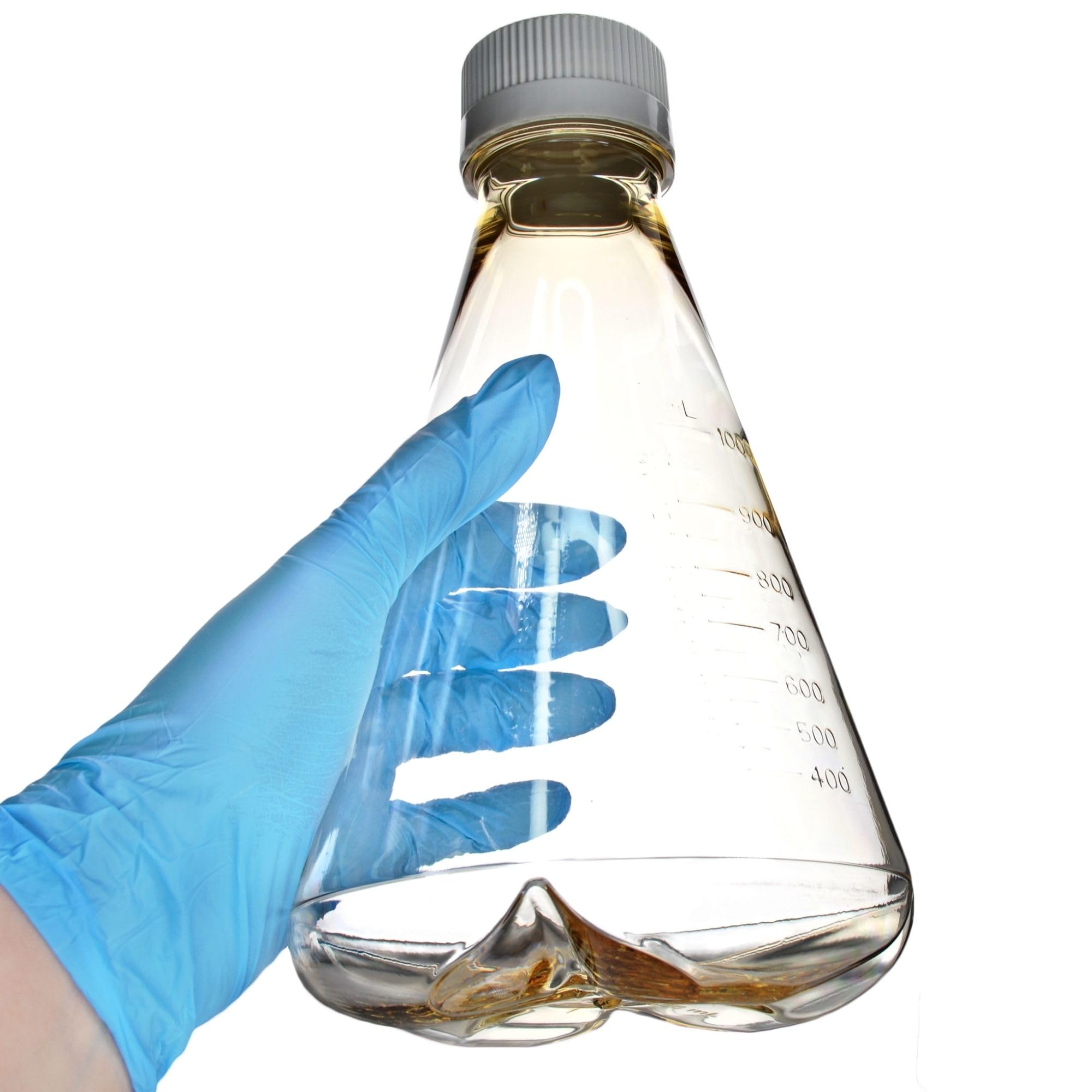 Eisco - Paquete de 6 frascos Erlenmeyer de policarbonato estéril de 1 litro, sin ventilación, parte inferior deflectada, esterilizado gamma, clase VI, grado de laboratorio, mezcla, cultivo celular