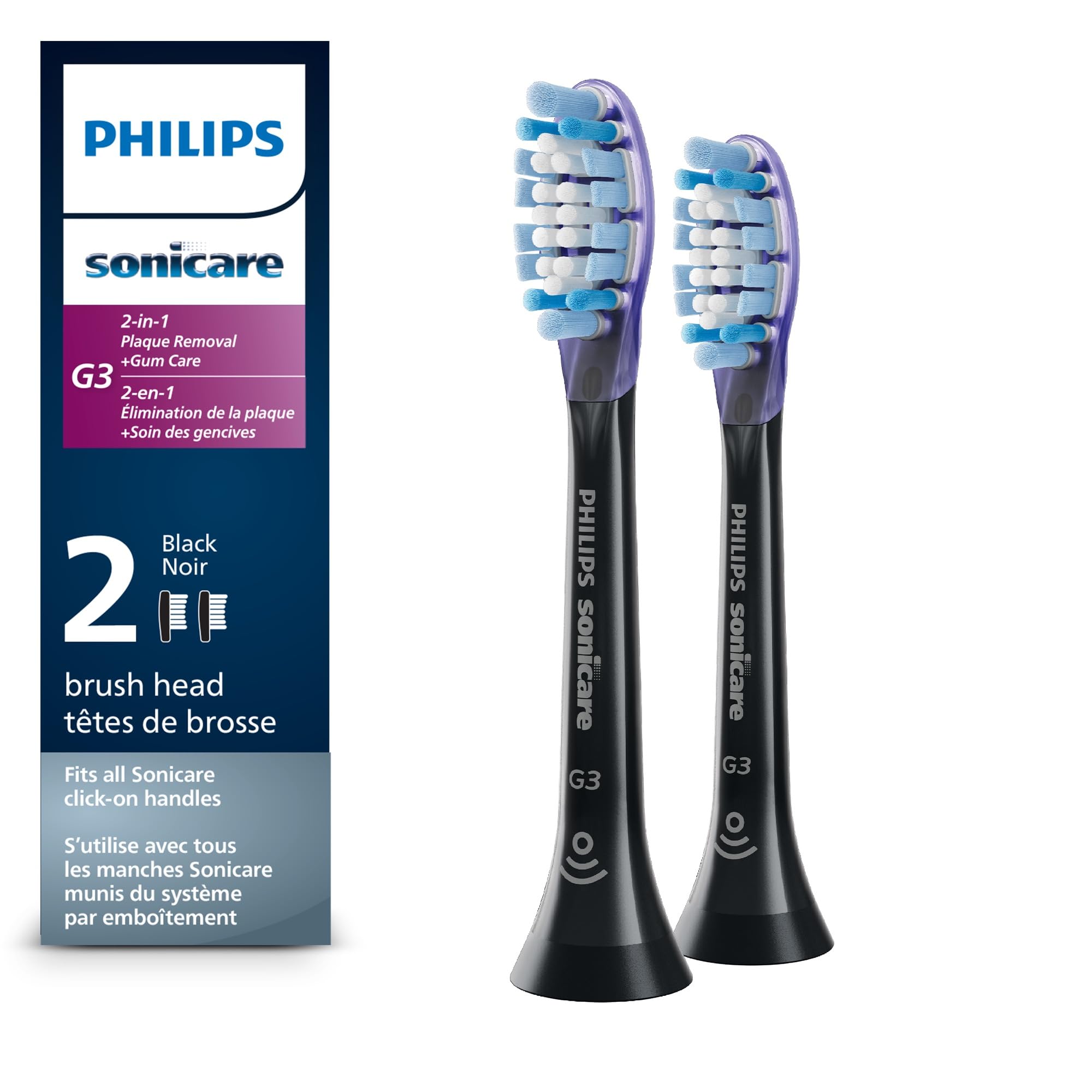 Philips Sonicare Premium Gum Health RFID Replacement Brush Heads, Black, 2 Pack, HX9052/95