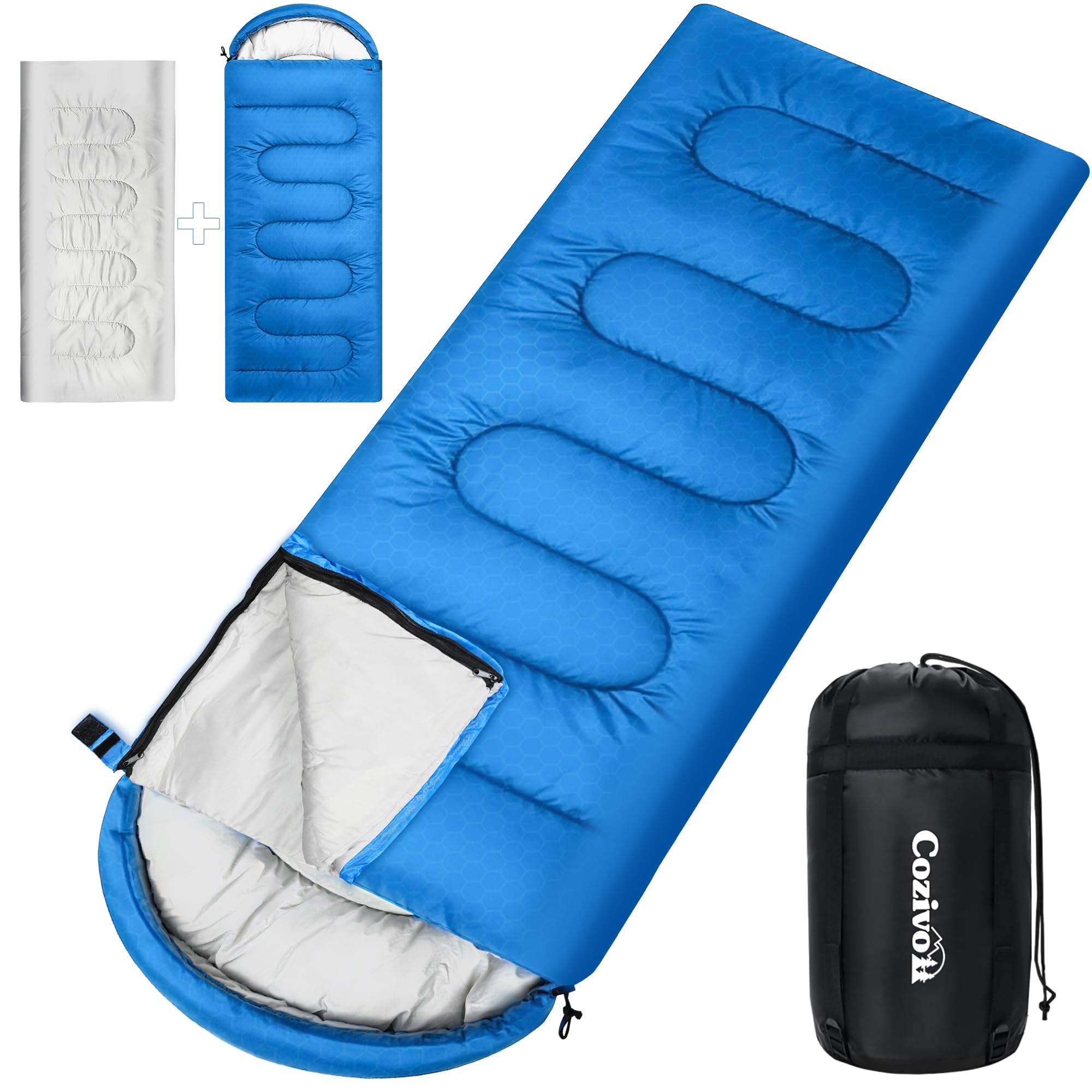 2-in-1 Detachable Sleeping Bag,Waterproof 4-Season Adult Sleeping Bags w/Removable Cotton Liner – Converts to 2 Lightweight Bags for Camping, Hiking, Travel-image-24
