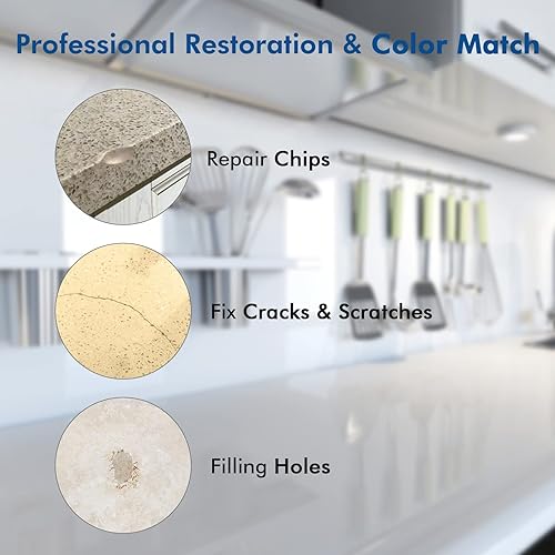 Miniatura 5 de Kit de reparación de mármol y kit de reparación de granito (combinación de color), kit de reparación de corián para azulejos y piedras de cuarzo