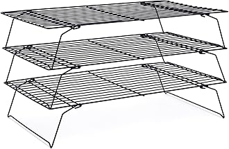 Briout Cooling Rack for Baking 3 Tiers, 16" x 10" Cookie Cooling Wire Rack Stackable Collapsible Nonstick, Stainless Steel Baking Cooking Cooling Racks with Optimum Air Flow, Black