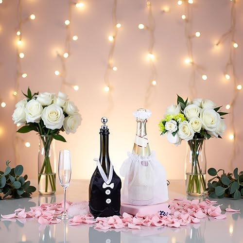 Miniatura 9 de 1 juego de fundas para botellas de vino para novios, disfraz de botella de vino para bodas, regalos de boda para parejas, divertidas cubiertas de
