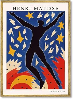 Framed Henri Matisse Icarus Canvas Print Art Modern Wall Art Painting Elegant Pictures for Living Room Home DecorWall DecorationArt Print for ApartmentOffice Wall Decor (Gold Framed,12L x16W)