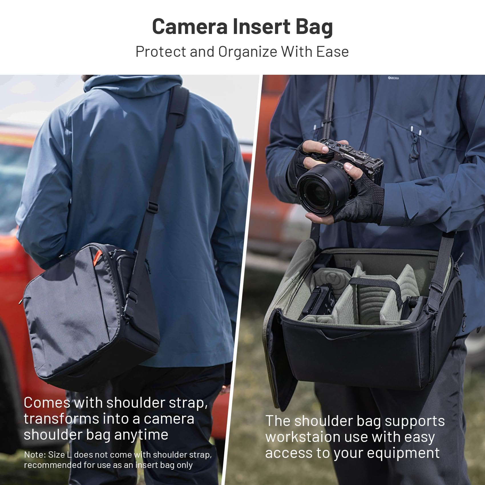 PGYTECH S Custodia Inserto Borsa Fotografica con Tracolla, Borsa Interna per Fotocamera Impermeabile e Anti-Shock con Divisori Regolabili, Custodia Protettiva per Reflex, DSLR, Mirrorless Obiettivi
