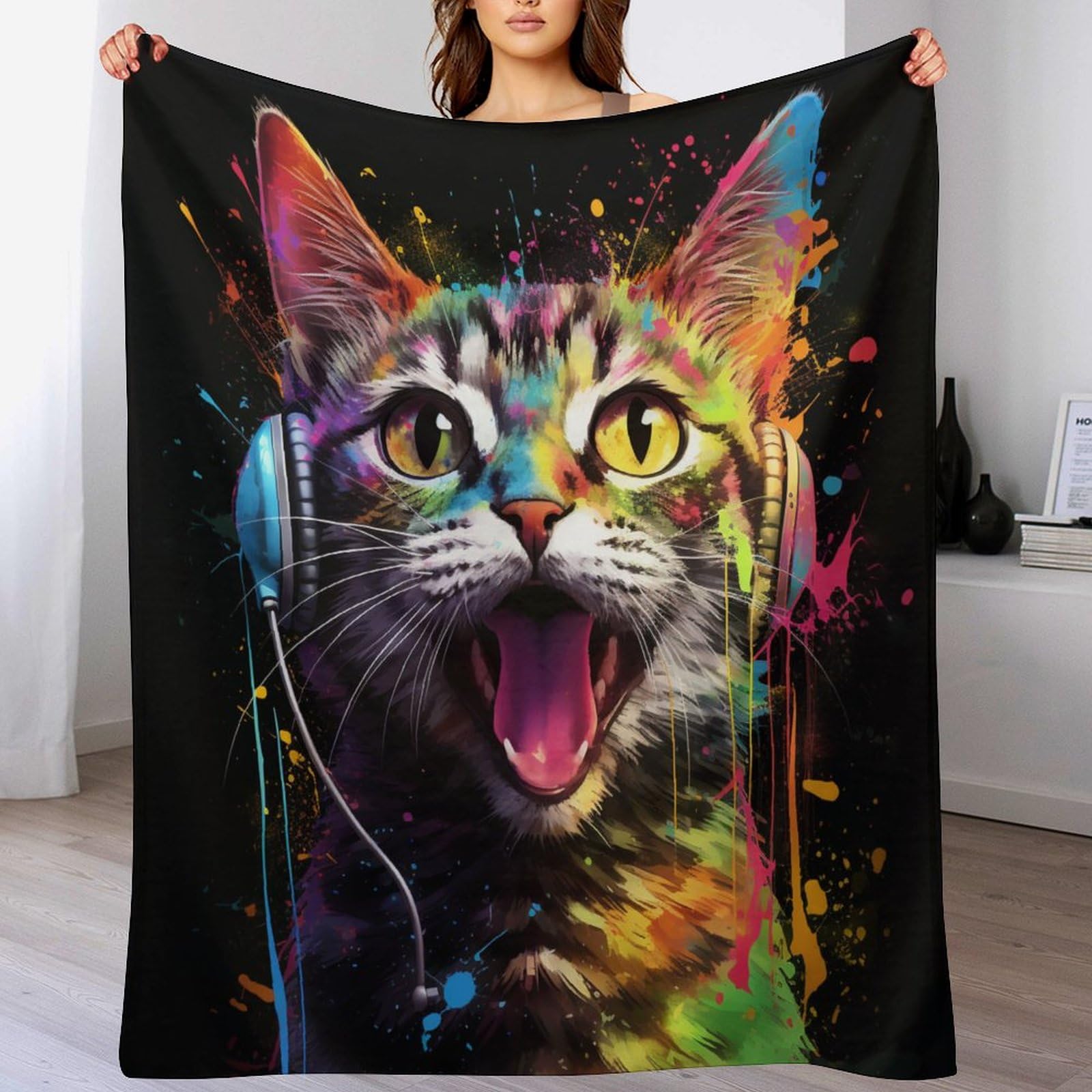 Couverture de Canapé Chaude Chat Motif Plaid Doux Salon toutes Saisons