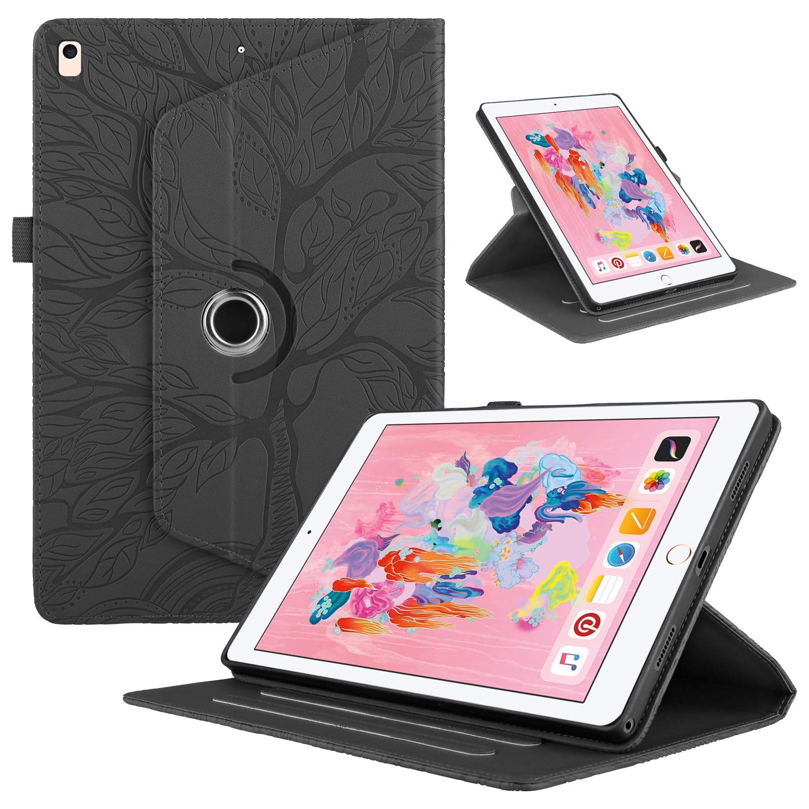 Funda para Samsung Galaxy Tab S9/ S8/ S7 11" (SM-X710/X700/T870) PU Cuero Tablets Protectora Cover 360°Carcasa Giratoria de ángulo Múltiple Stand Función Tablets Funda,Rojo Árboles — view 77