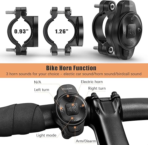 Miniatura 2 de WSDCAM Luz trasera inteligente para bicicleta con señales de giro y luz de freno, bocina de alarma de bicicleta con control remoto, encendidoapagado