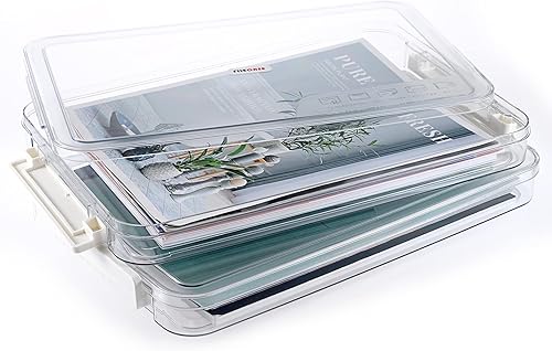 Miniatura 3 de BTSKY Paquete de 2 cajas de almacenamiento apilables de plástico transparente, protector de archivos, estuche portátil para proyectos, soporte para