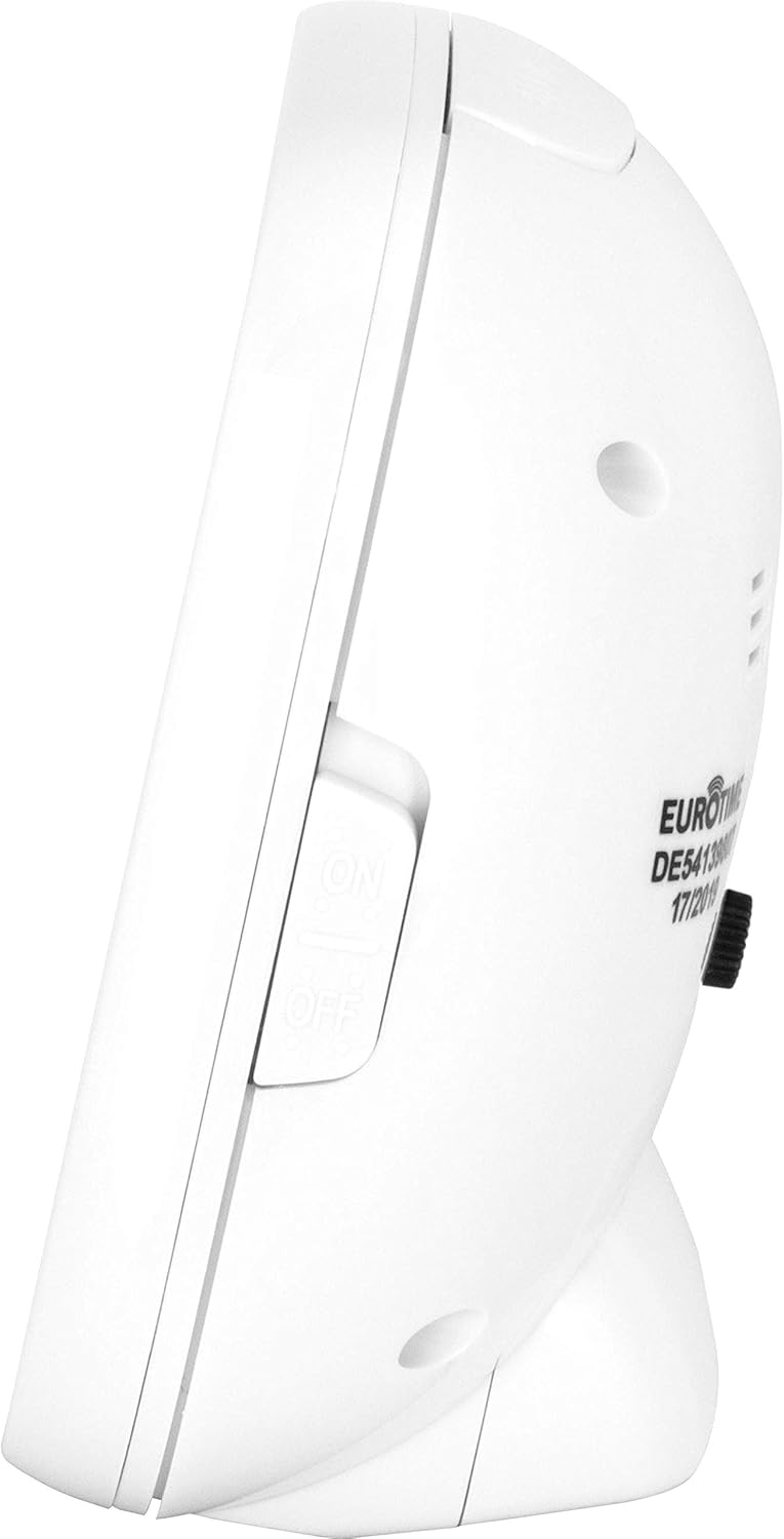 വശം view of the Eurotime Quartz Alarm Clock showing the ON/OFF switch.