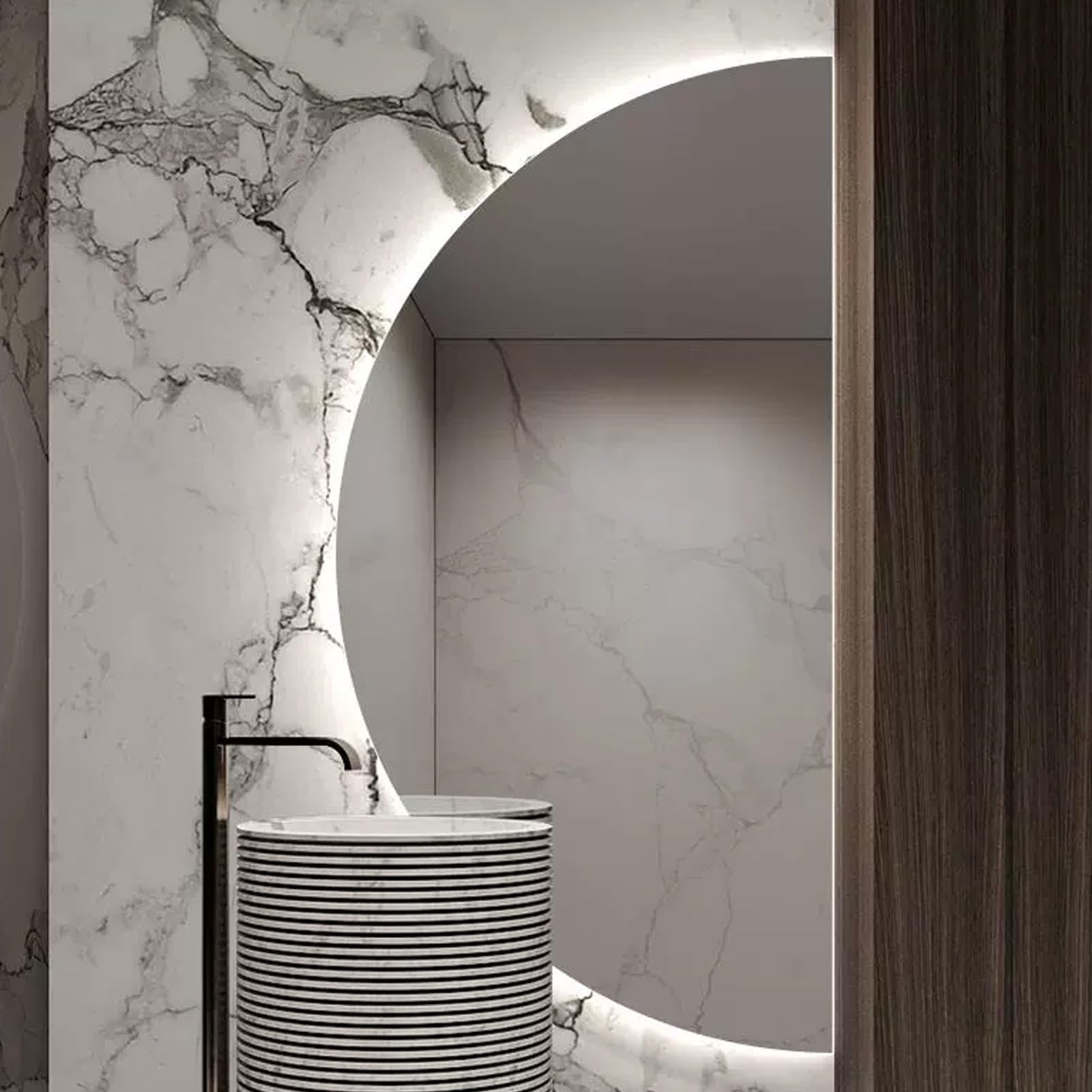 Miroir salle de bain demi-cercle LED 3 couleurs mural 60x120