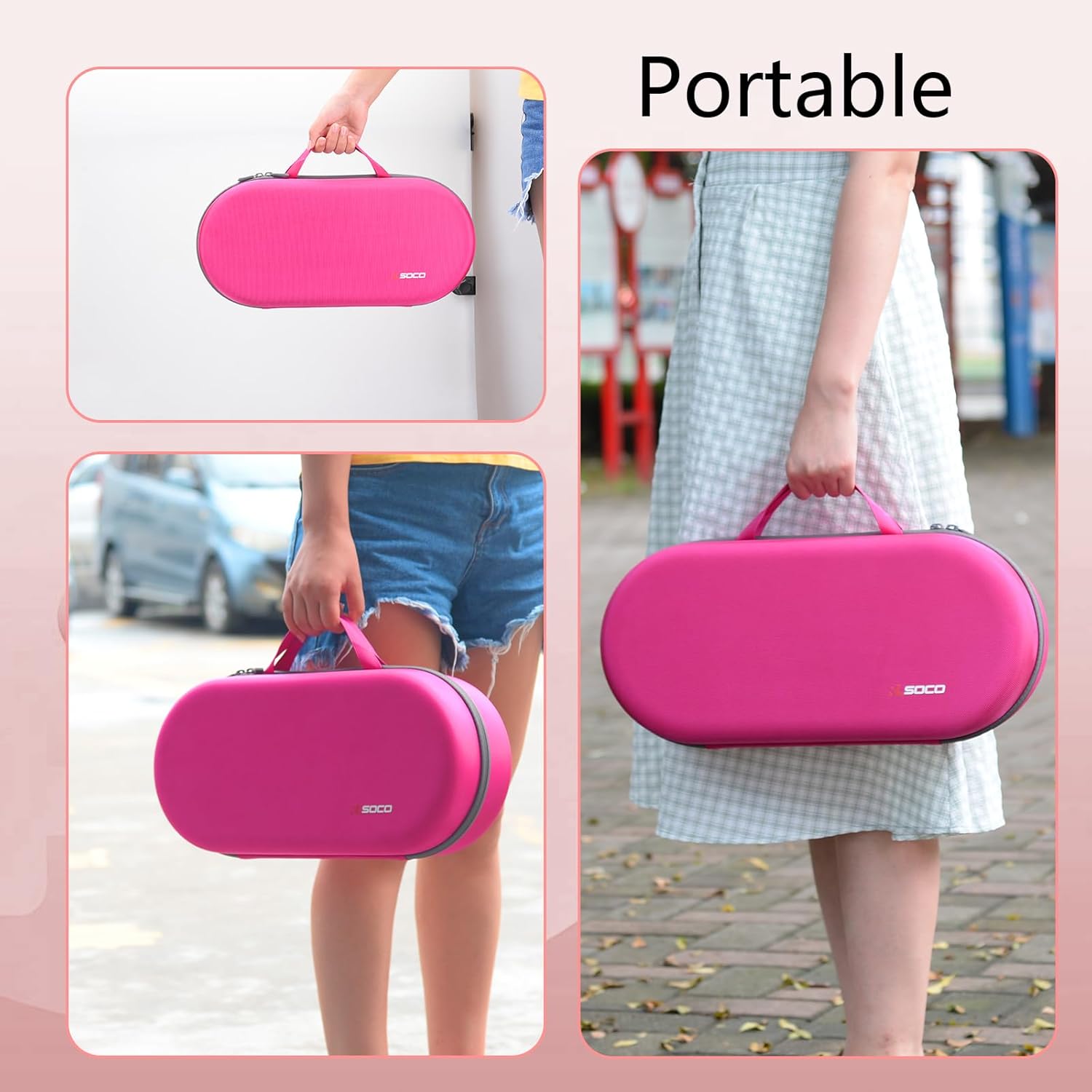 RLSOCO Hard Case for Dyson Airwrap i.d./Airwrap Co-anda2x Multi-Styler and Dryer - Fits 4pcs Long Barrels or Short Barrels - Pink (Case Only,Hair Styler is not Included)