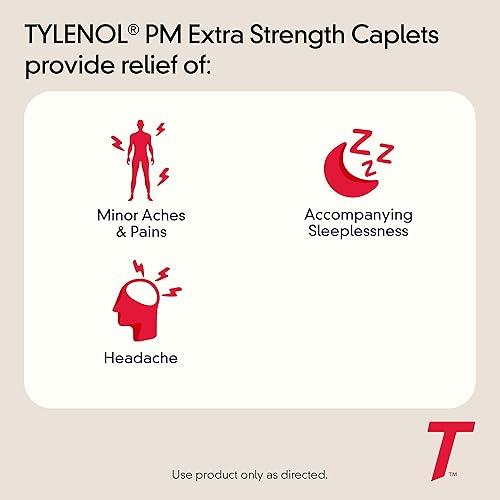 Miniatura 2 de Tylenol PM Extra Strength - Cápsulas para aliviar el dolor nocturno y ayuda para dormir, 500 mg de acetaminofeno y 25 mg de difenhidramina HCl,