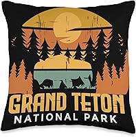 Vista 5 de Grand Teton Wyoming National Park Souvenir Hiking Grand Teton Camping National Park Souvenir Wyoming Buffalo - Almohada de 18 x 18 pulgadas