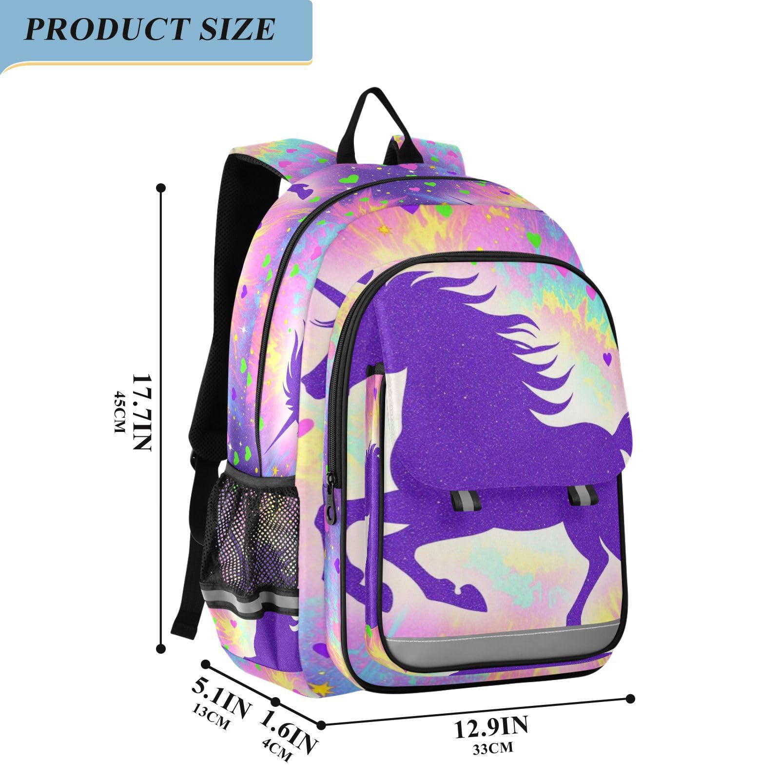 GuoChe Zaino flip top per bambini con unicorni viola glitterati