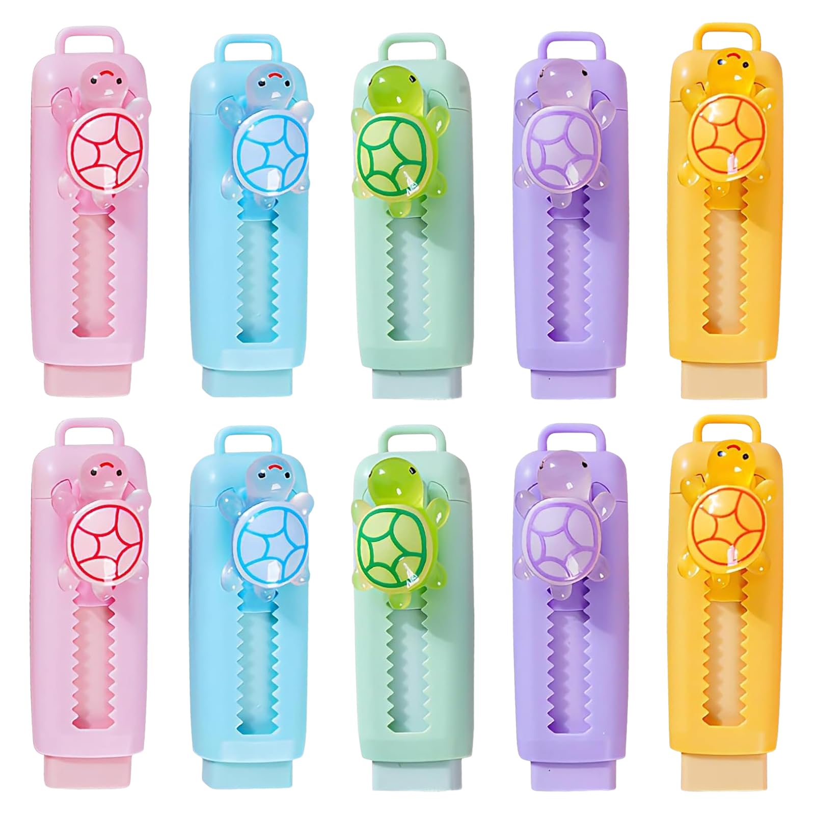 Gomas de borrar retráctiles - 10 unidades, gomas de borrar divertidas con animales, retráctiles, de empuje y tracción, gomas de borrar lindas 4B, para niños, de empuje y tracción, para fiestas de