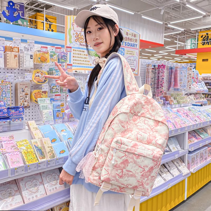 Coquette Bow Backpack Cute Aesthetic Backpacks Pink Bow Backpack Preppy Daypack Rucksack4