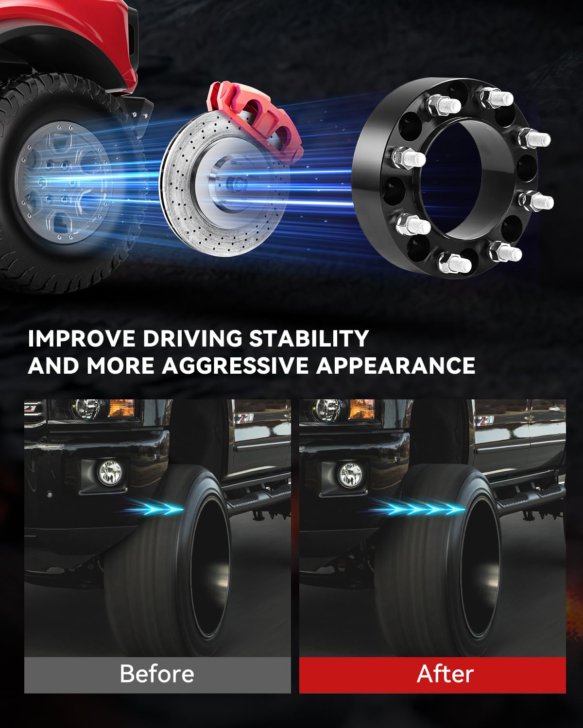 YIZBAP Wheel Spacers - Improve Ford Super Duty Stance -5