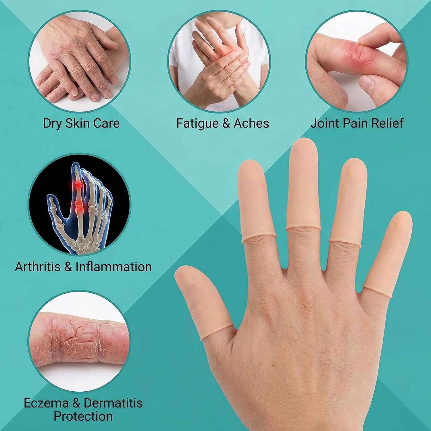 30PCS Fingertips Protectors, 2 Size Silicone Thumb Finger Cots Reusable Gel Finger Covers Soft Fingertip Protection Sleeve for Cuts, Hands Cracking, Finger Arthritis, Blisters, Calluses, Pain Relief