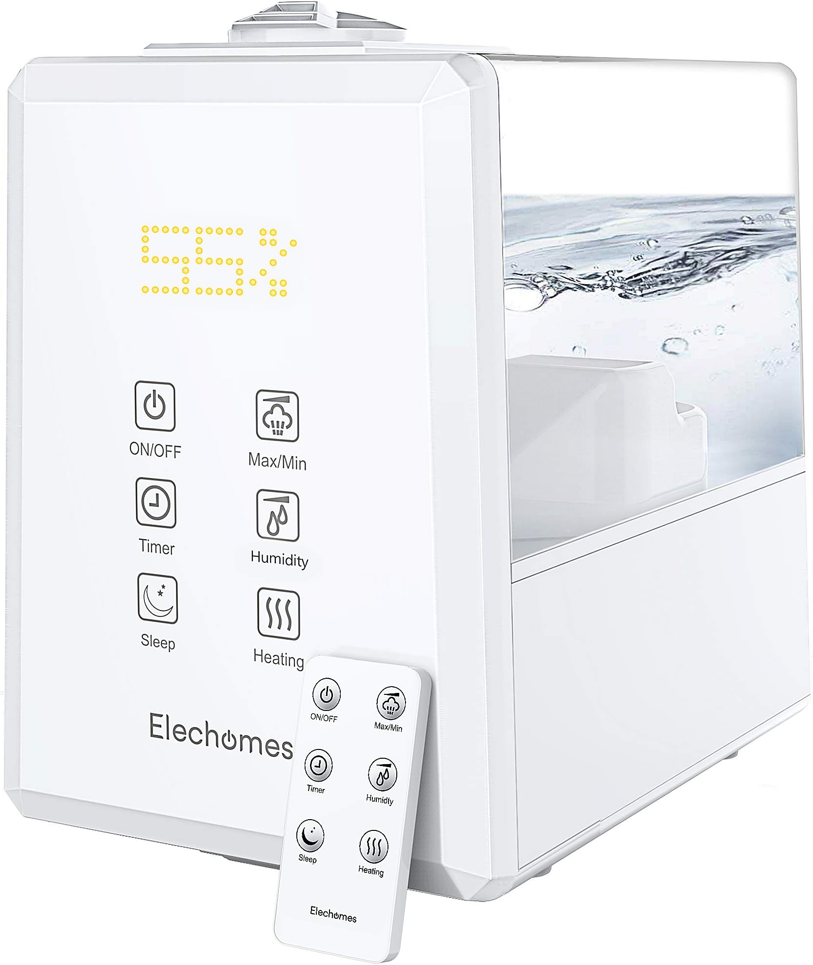 Elechomes Humidifiers for Bedroom Baby Room, Ultrasonic Humidifier 6L, Warm and Cool Mist, Dual 360° Mist Nozzles with Remote, Sleep Mode, LED Touch Display, 12 Hours Timer - EC5501 White
