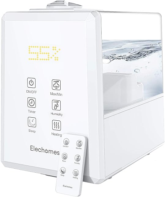 Elechomes Humidifiers for Bedroom Baby Room, Ultrasonic Humidifier 6L, Warm and Cool Mist, Dual 360° Mist Nozzles with Remote, Sleep Mode, LED Touch Display, 12 Hours Timer - EC5501