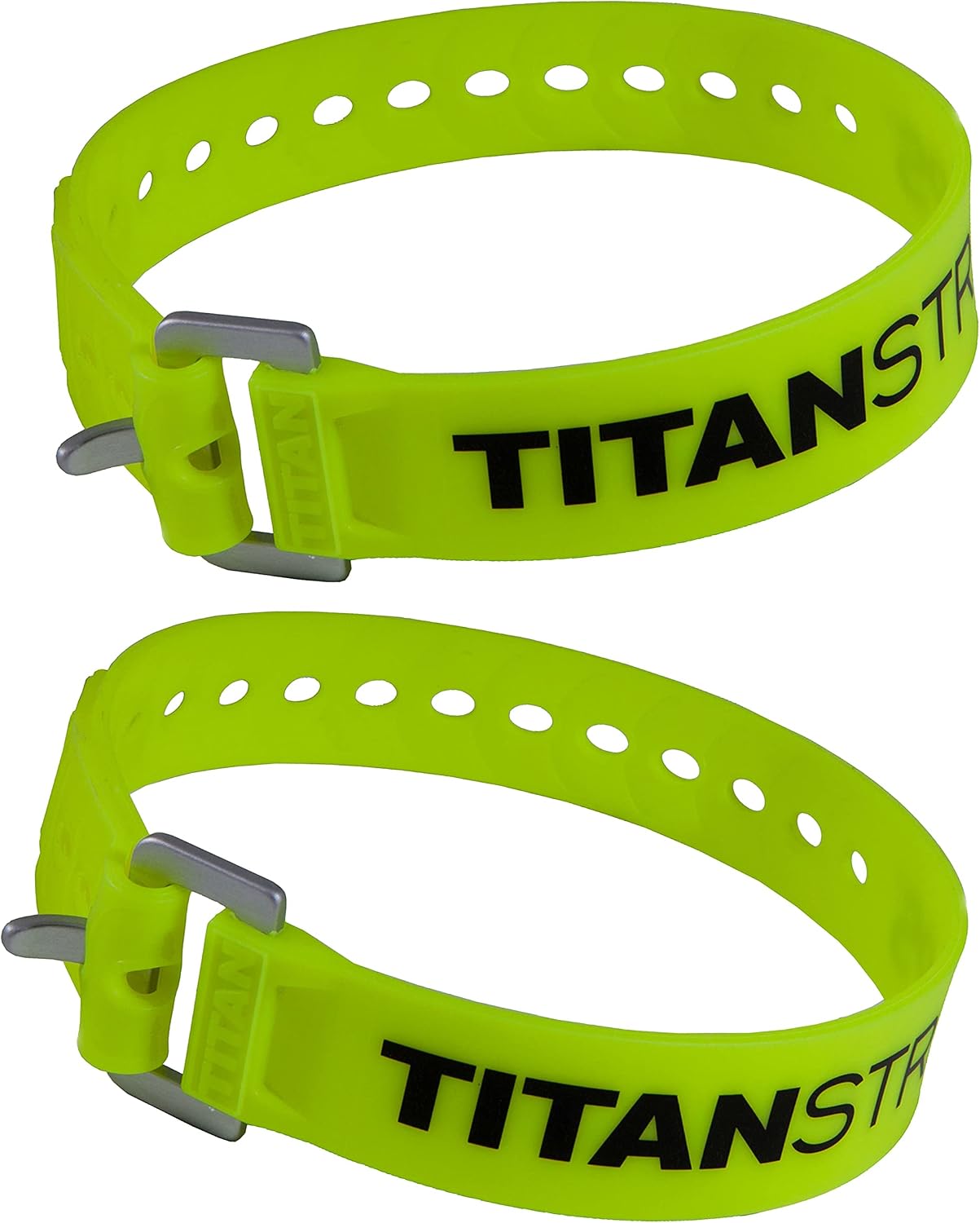 Titan Utility Straps – Easy-to-Use, Reliable Tension Straps for Securing Bike & Moto Gear, Skis, Hoses, Field Repair – Use in Frigid Temp – 60 lb.Working Load, 18" Length, School Bud Yellow, 2-Pack