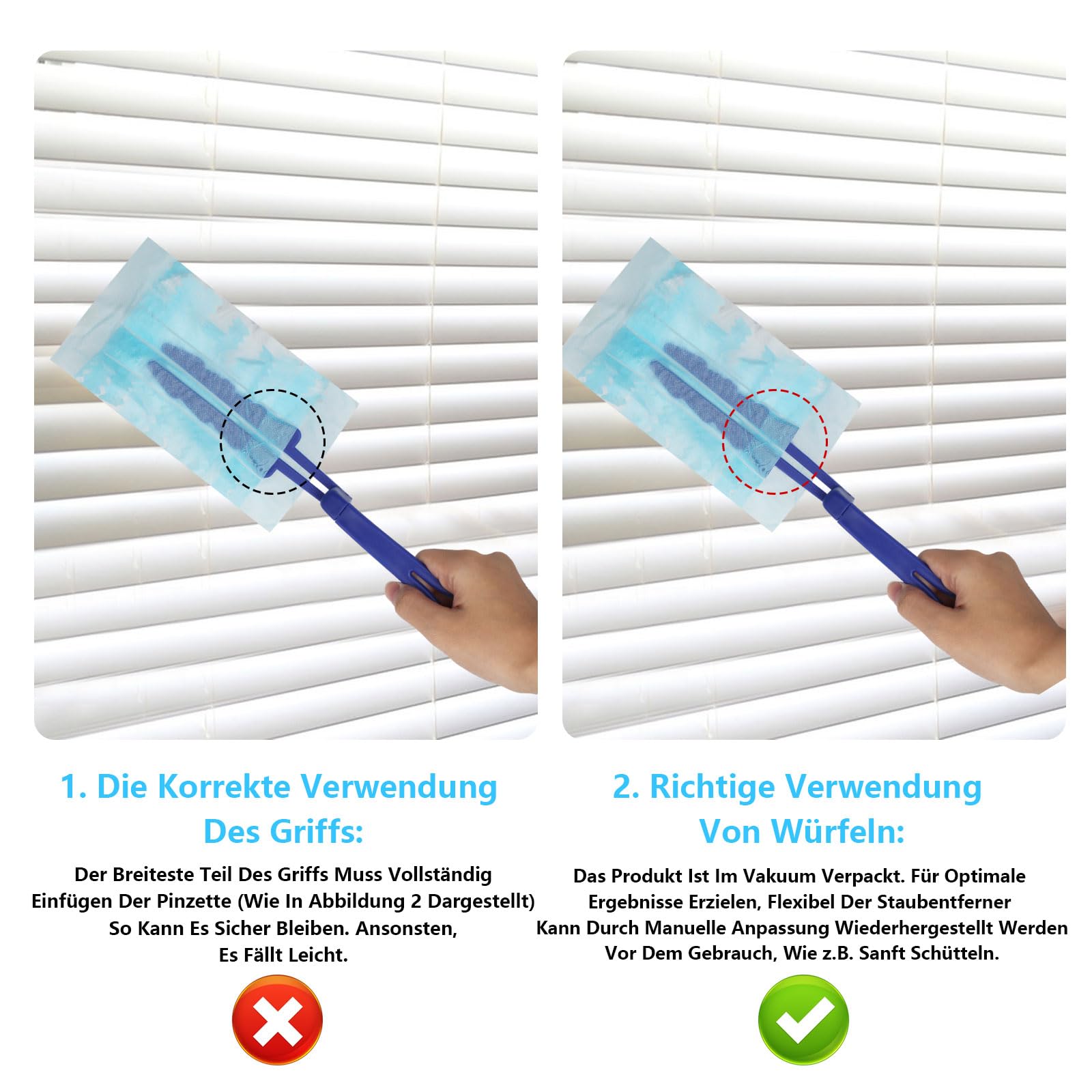 30 sztuk Wymienne chusteczki do kurzu z 1 uchwytem | Kompatybilne z Swiffer Zestaw do czyszczenia kurzu, Microfiber Chusteczki do czyszczenia kurzu i brudu, 15 x 10 x 0,2 cm