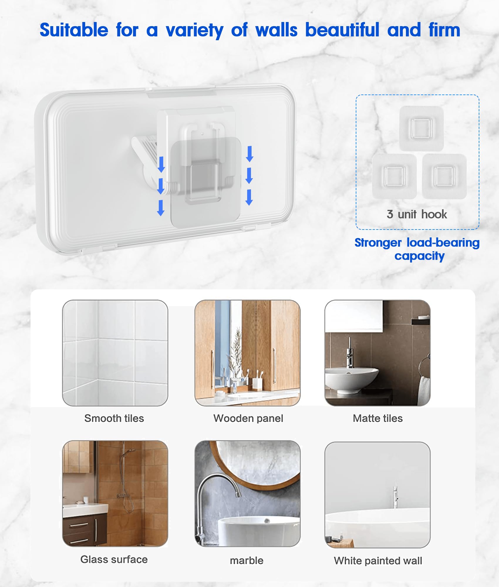 Mistriddle Waterproof Shower Phone Holder with 360° Rotation, Angle Adjustable, Wall Mounted Phone Holder for Bathroom Mirror Bathtub Kitchen, Up to 6.8 Inch (Black): White Up to 7 Inch