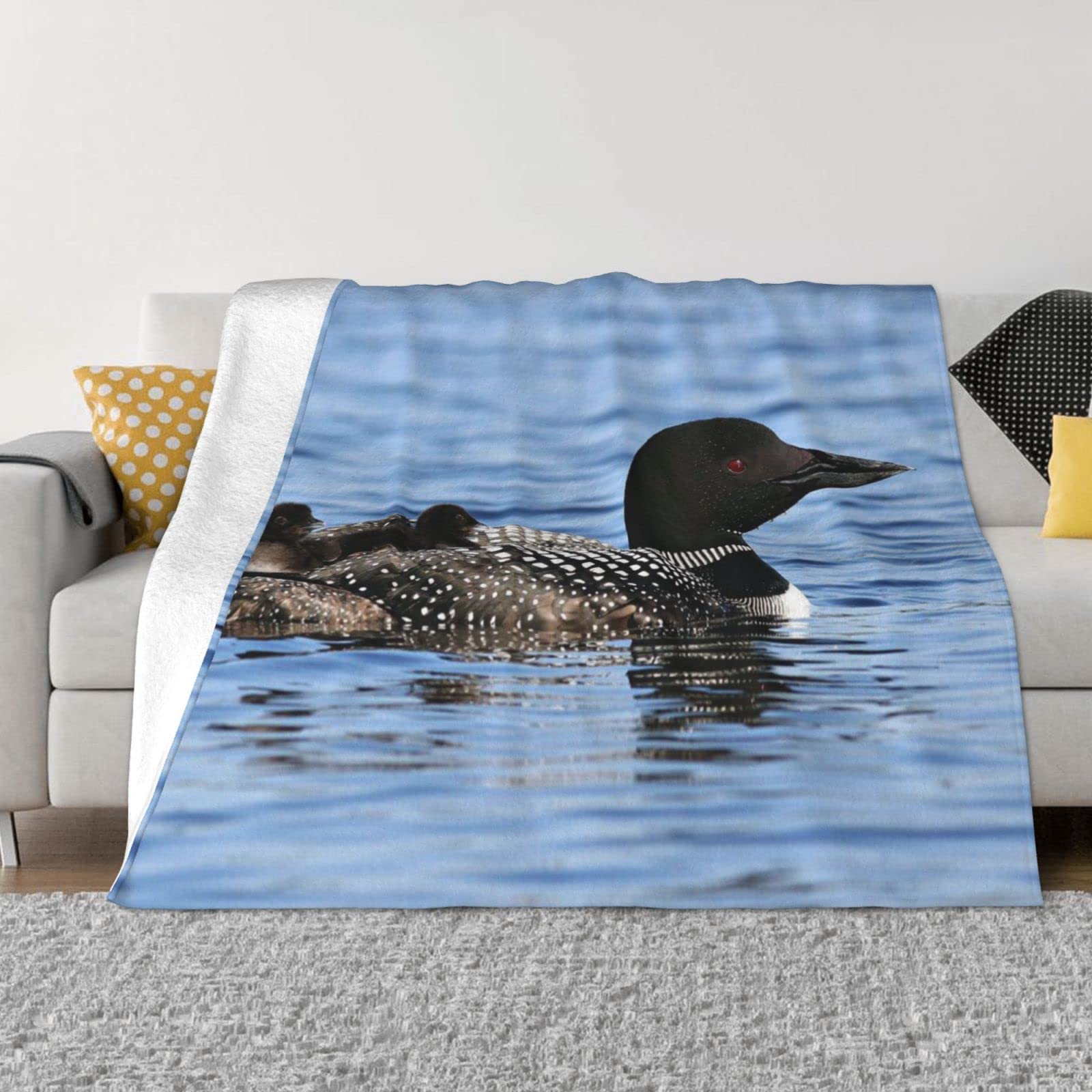 Couverture en flanelle Loon Birds douce toutes saisons pour lit et canapé