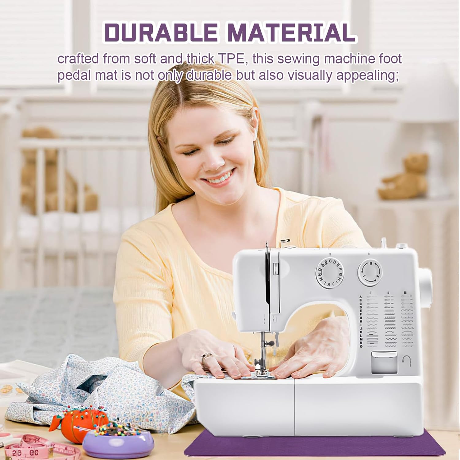 2 Pcs Sewing Machine Muffling Mat Foot Pedal Mat,2 Sizes Machine Non Slip Pad, Reduce Vibrations Noise No Slip,Sewing Machine Accessories for Quilting Embroidery