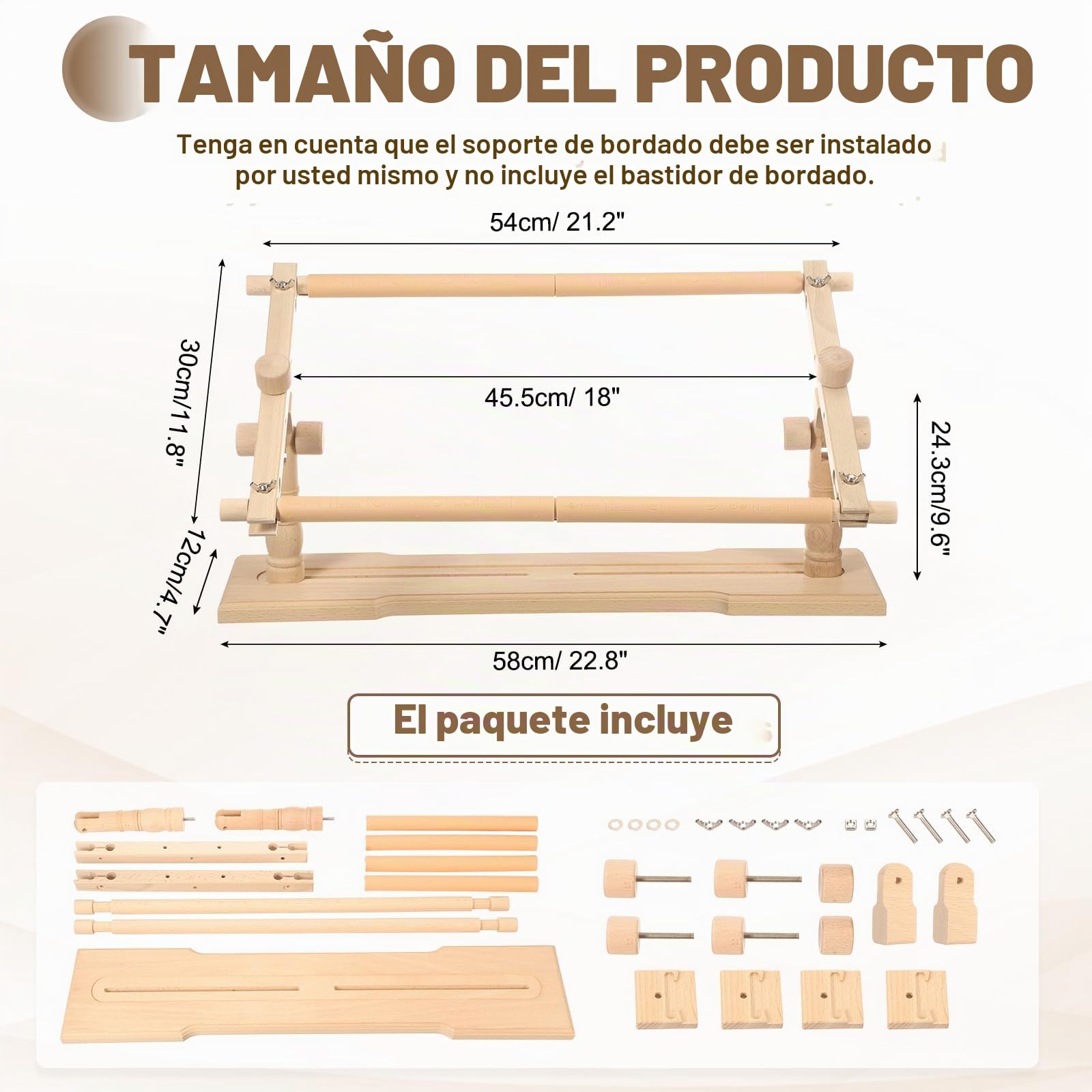 PATIKIL Soporte Para Bastidor De Bordado Soporte Giratorio Ajustable | De Madera De Haya, Para Bordado A Punto De Cruz, Para Proyectos De Artesanía DIY, Costura Y Labores De Aguja, Estilo 2