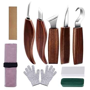 カービングナイフ？ セット 木製ケース付き Amazon | カービングナイフ セット 10本セット 彫刻刀 木工