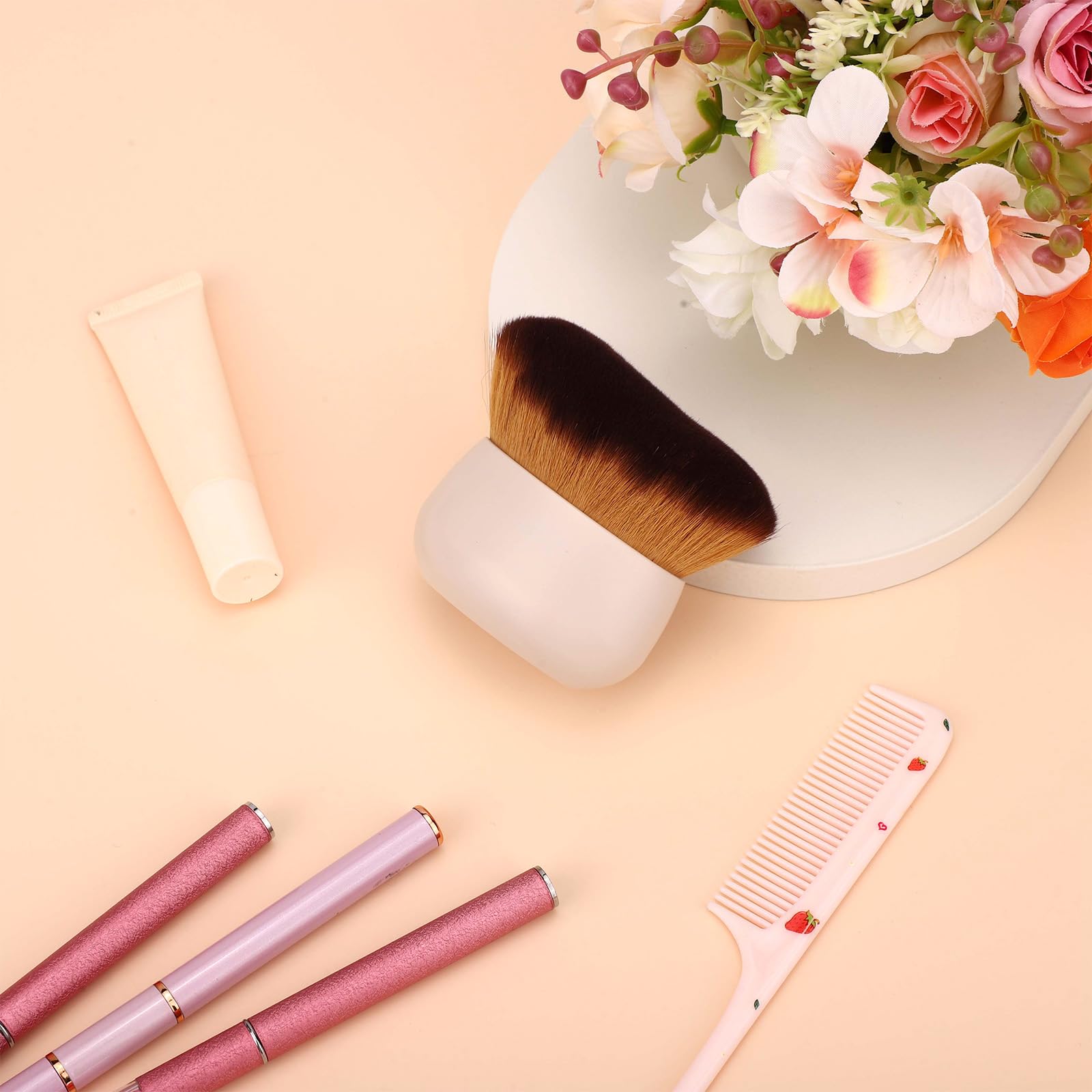 NQEUEPN Pennello Autoabbronzante Corpo, Pennello Trucco per Fondotinta in Polvere Abbronzante e Abbronzatura Spray Applicatore Autoabbronzante per Viso e Gambe (Bianco)