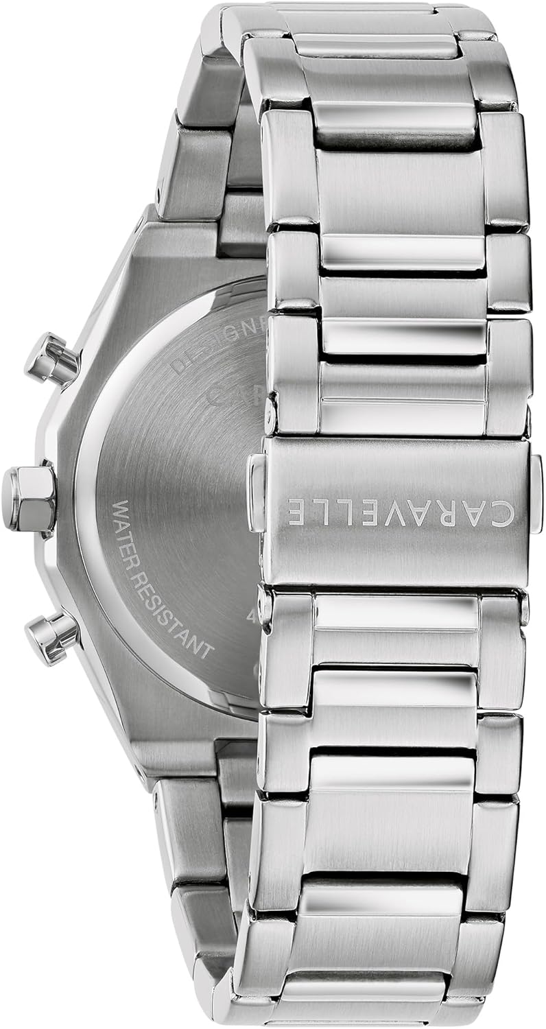 Caravelle by Bulova Men's Dress 6-Hand Chronograph Quartz Stainless Steel Watch, 24-Hour Time