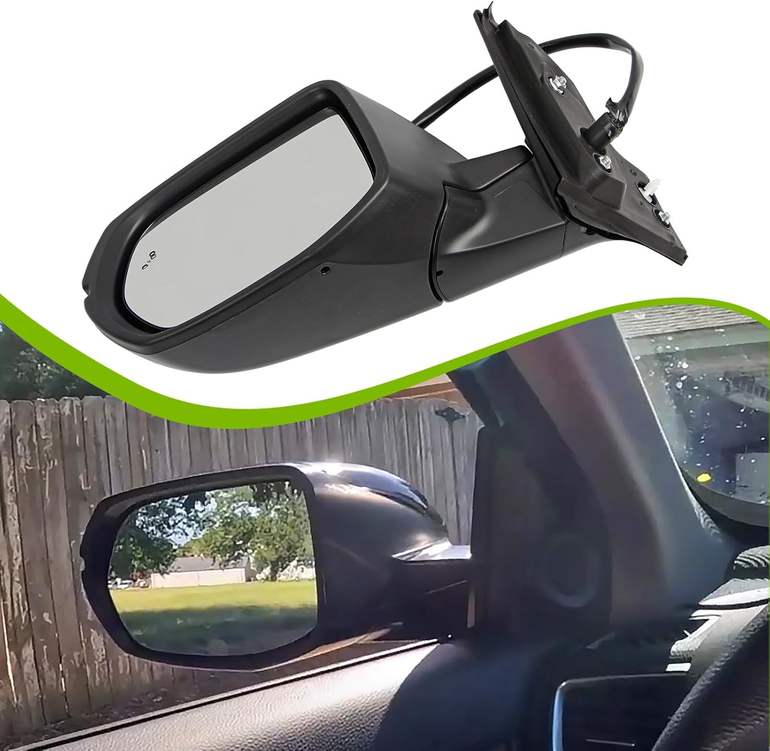 HO1320318 Left Mirror Driver Side Replacement for Honda 2017-2022 CRV Replace 76251T1WA01ZF with Manual Folding Power Glass Heated Blind Spot Turn Signal Black 9 Pins
