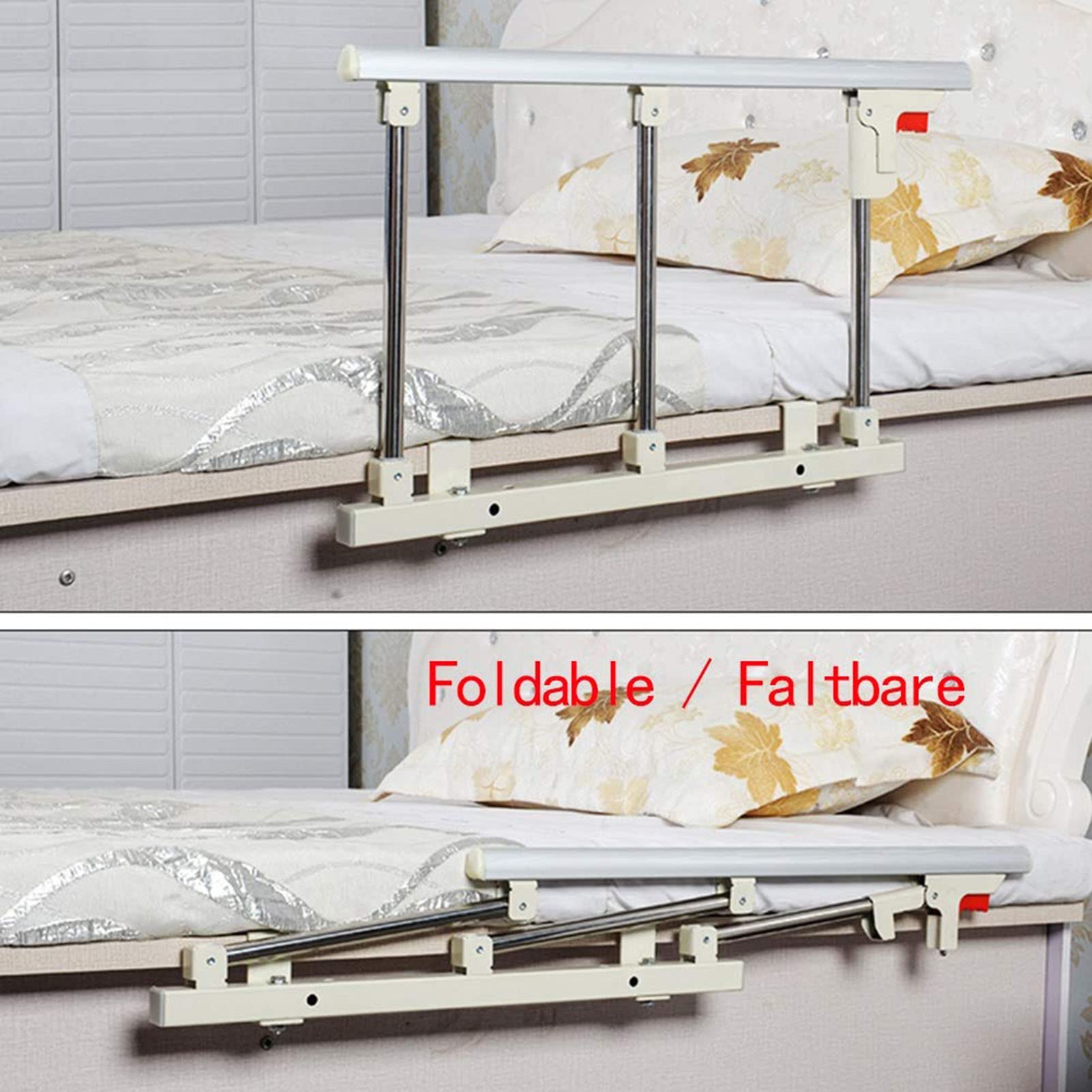 SenhE Barrera de Cama, Hospital Cabecera Barandillas de Protección de Plegable Parachoques, Safety Abatible Estable Barandilla de Seguridad Acero Carbono Desmontable