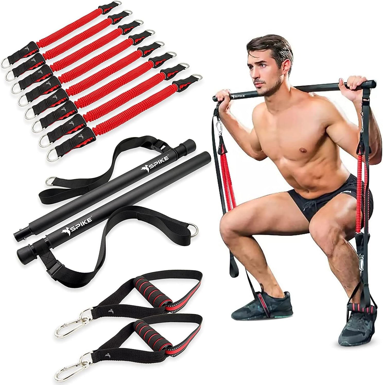 SPIKE Home Exercise Kit 8 Resistance Bands Set up to 200Kg for Chest, Abs, Legs, Shoulder, Biceps, Triceps, Gym Equipment Set for Home Gym Workout