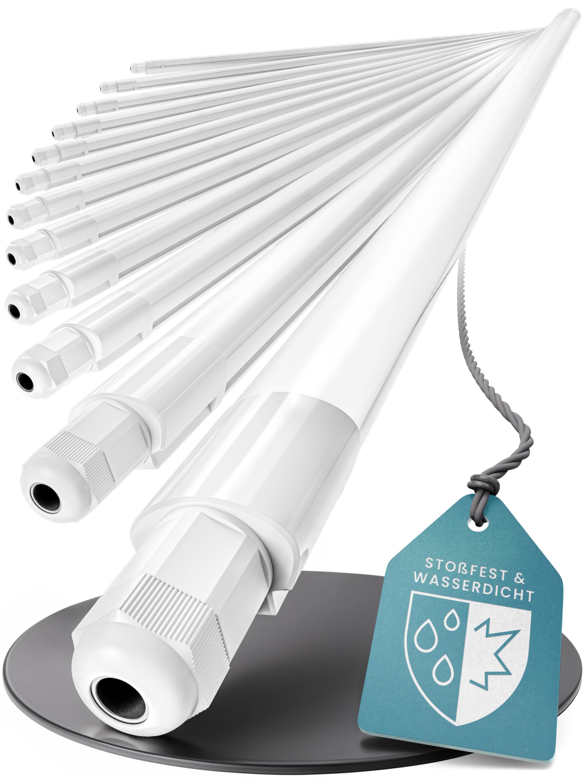 MATO® 12x Feuchtraumleuchte LED 150cm - Wasserdicht IP65, 40W, 5760lm - 6500K Kaltweiß - Verknüpfbare Feuchtraumlampe - Wannenleuchte, Kellerleuchte, Garagenlampe, Werkstatt Deckenleuchte Lang
