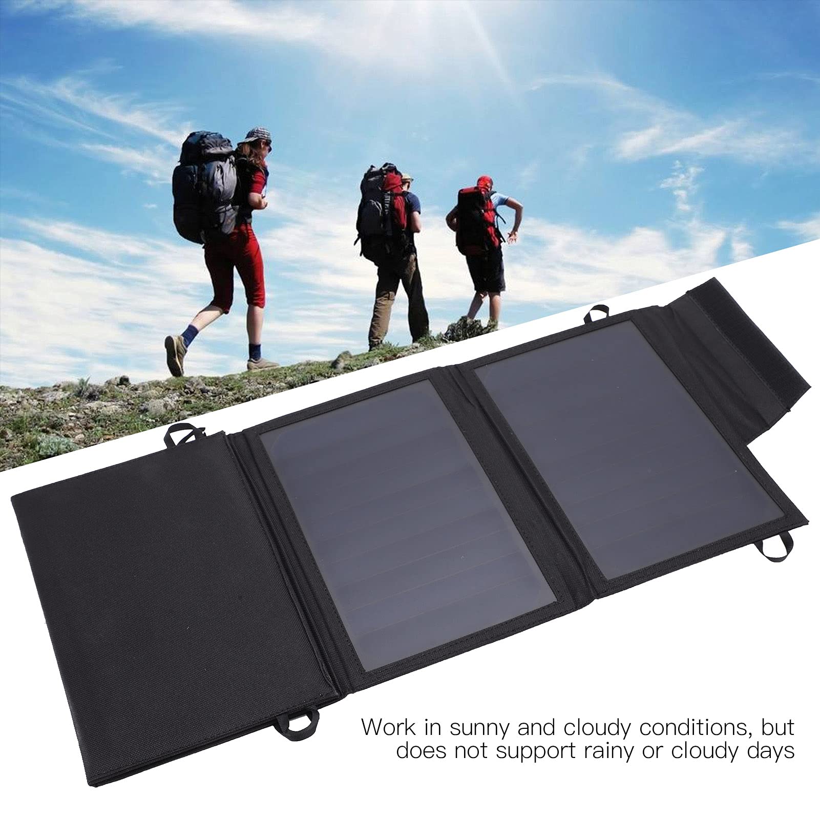 Chargeur Solaire 22W, Batterie Externe Portable avec Double Sortie USB pour Camping Randonnée Voyage étanche