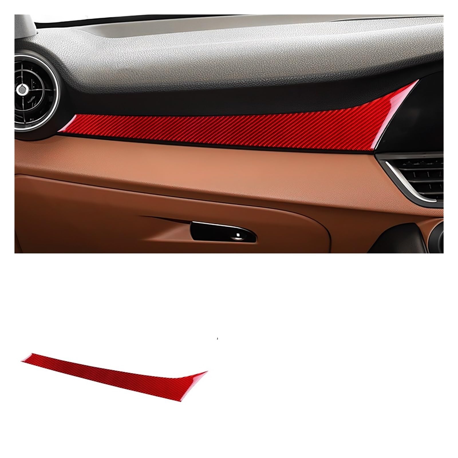 Car Interior Trim Accessories for Alfa for Romeo for Giulia 15-25 Car Center Console Dashboard Co-Pilot Panel Trim Stickers(RHD Red)