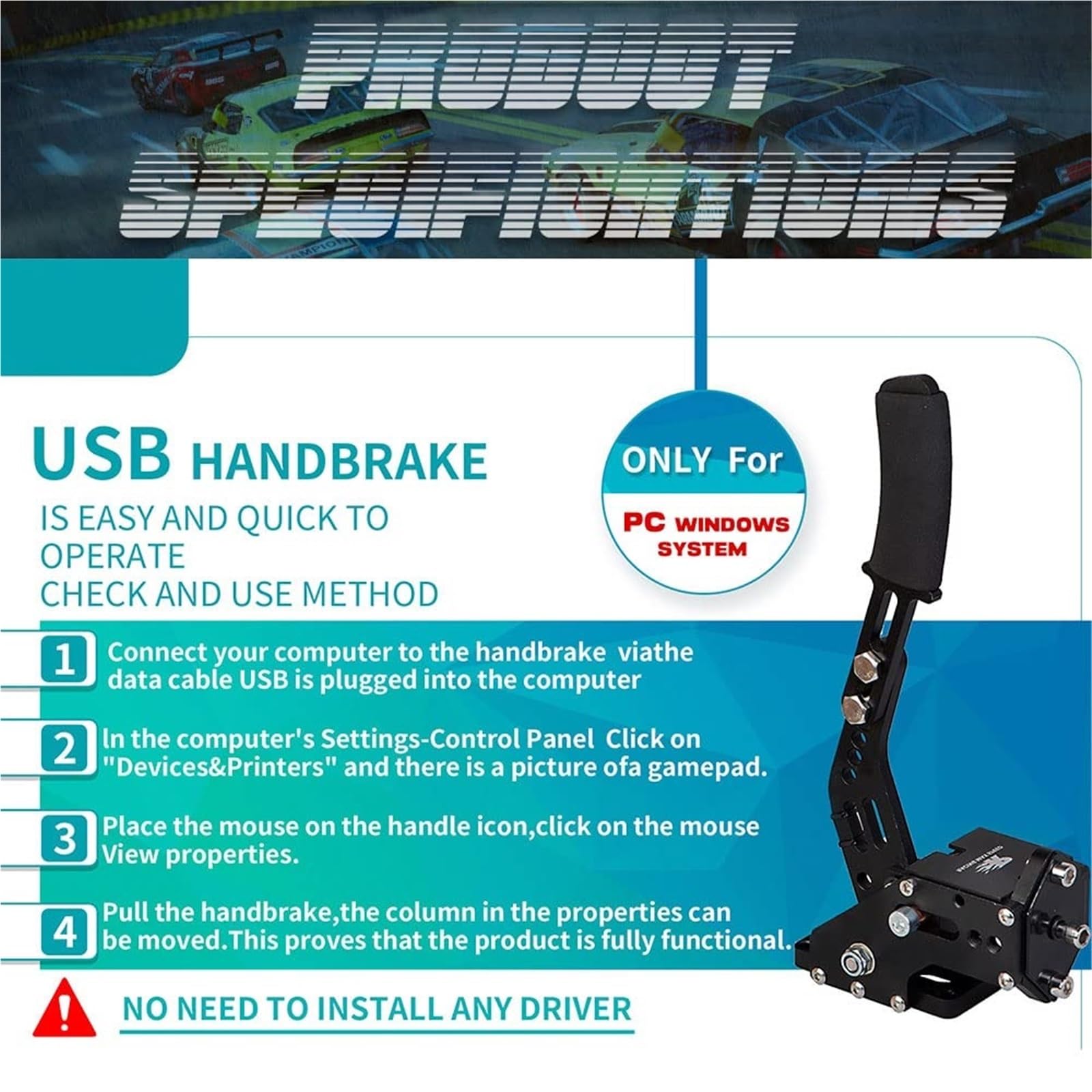 Dźwignia Hamulca Ręcznego Samochodu Pasuje Do Układu Hamulcowego Logitech 16-bitowy Czujnik Halla USB Hamulec Ręczny Z Dźwignią Zmiany Biegów 6/7R Do Gier Wyścigowych G25/G27/G29T300T500