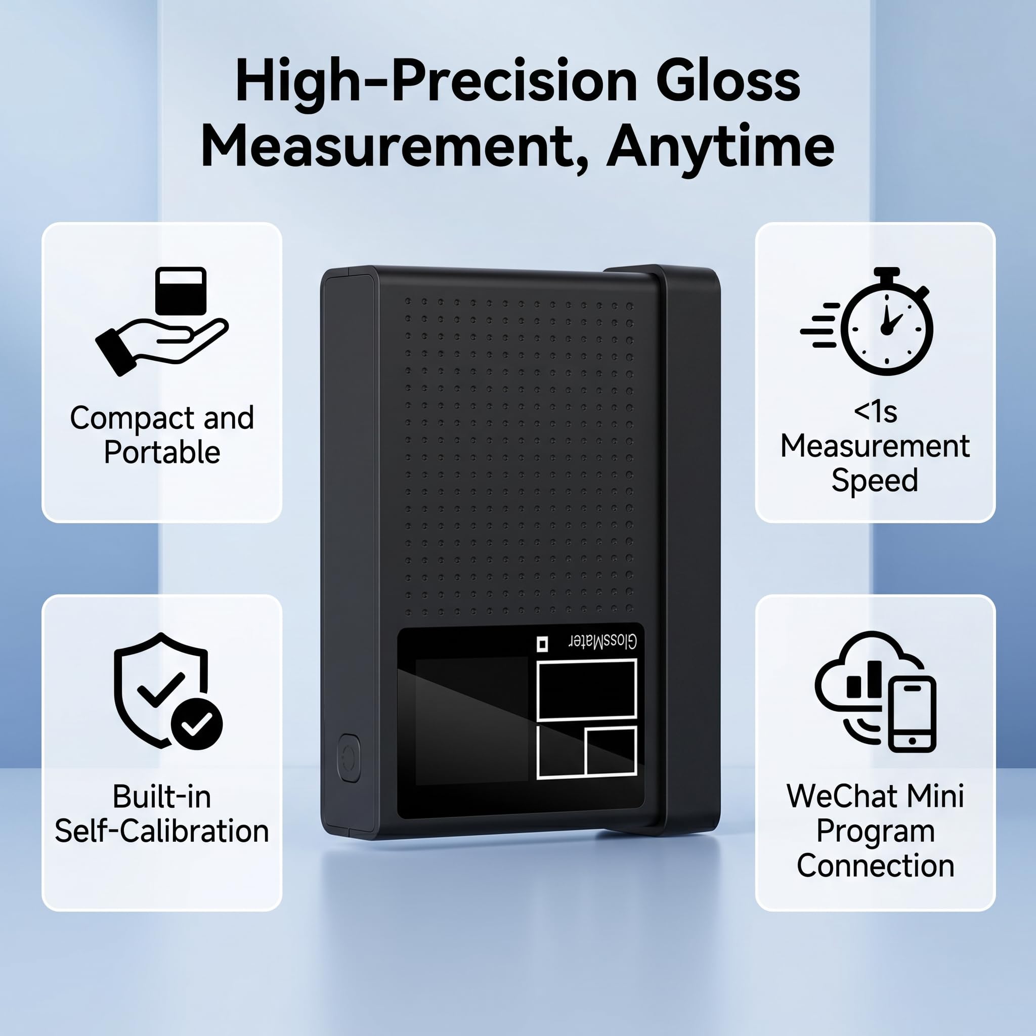 DG60 Glanzmessgerät 60-Grad 0-200GU Messbereich 1,14-Zoll Display USB-Ladung für Farbe Lack Glas Kunststoff
