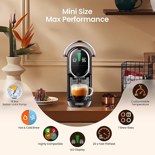 Miniatura 4 de Magician1 Mini máquina de café espresso para Nespresso Original, Dolce Gusto, azul Lavazza, cápsulas ESE, cafetera de 19 bar para café molido,