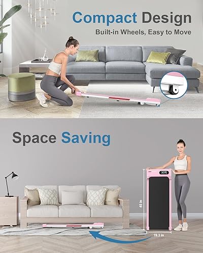 Miniatura 8 de Walking Pad Treadmill with Handle Bar, Walking Pad with Incline 8%, 2.5HP Quiet Under Desk 330 lbs 2 in 1Treadmills for Home and Office Jogging