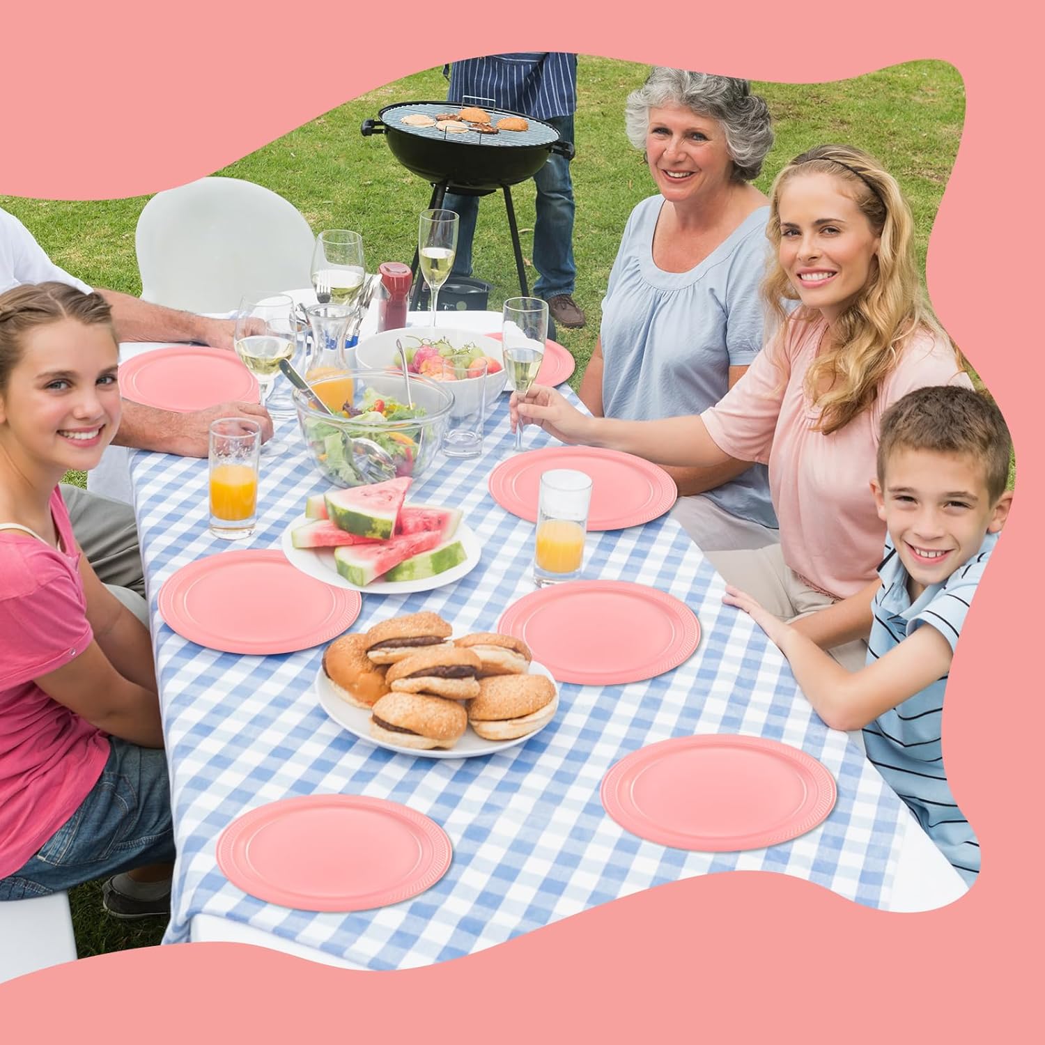 Pink Plastic Plates 100 pcs Party Dessert Dinner Plates Disposable Heavy Duty for Party,Wedding,Valentines (7inch) - Image 2