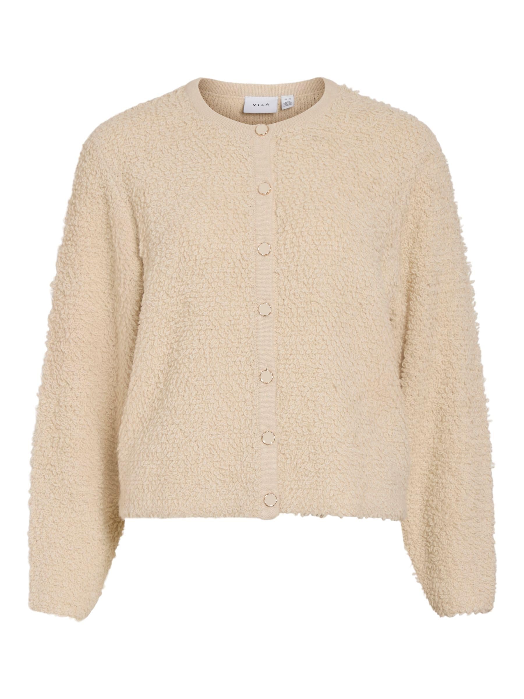 Vila Women's Vipaza O-Neck L/S Knit Jacket, Birch, XL